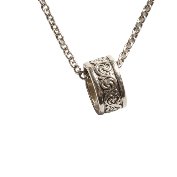 Vintage Scrollwork Barrel Pendant Necklace